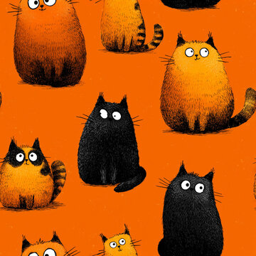 seamless pattern with cats