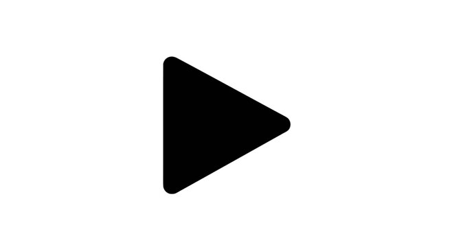 Vector illustration of black play button icon for media player on a transparent background