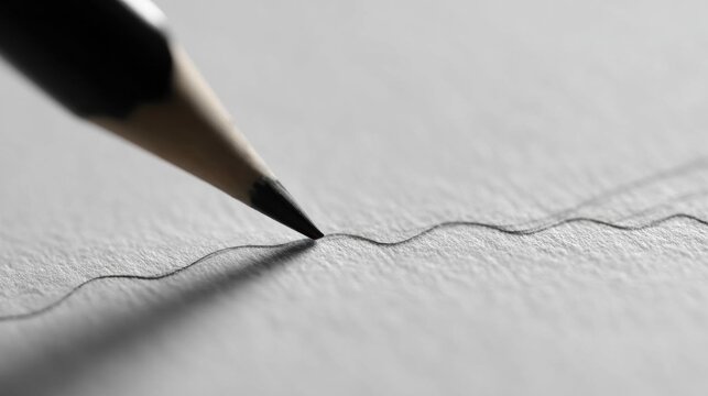 Close-up of a pencil erasing a line on a piece of paper. the pencil is black and the paper appears to be white.