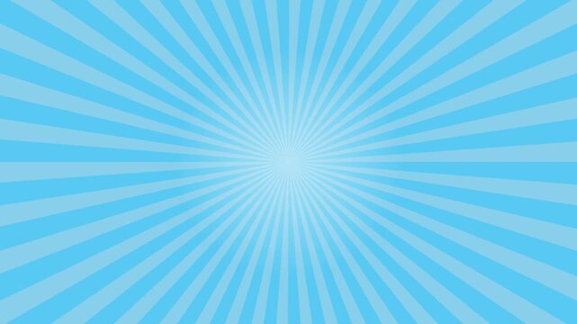 Light blue rotating sunburst background with radial rays in comic book style animation