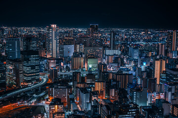 Obraz premium 梅田スカイビルから見た大阪の夜景