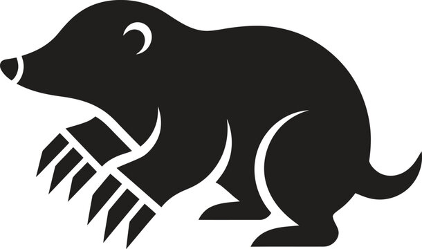 Black mole icon, animal silhouette, wildlife symbol, vector illustration