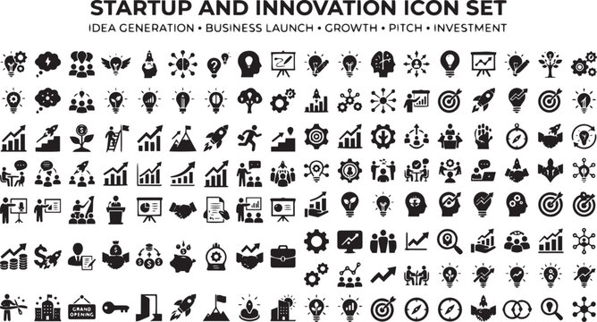 Set of 100 Startup and Innovation Vector Icons