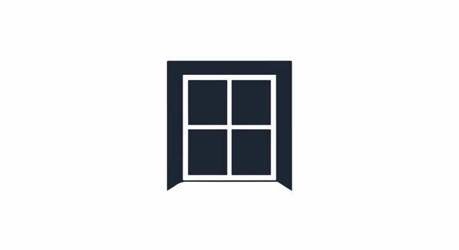 Minimalist dark blue window frame with four square panes