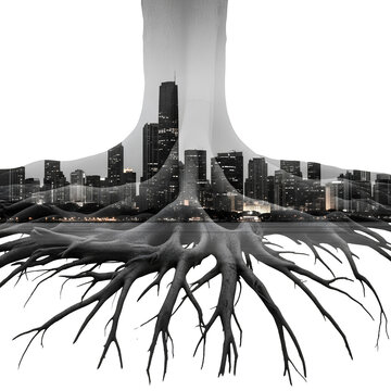 Urban Roots A Symbolic Representation of Citys Foundation and Growth.