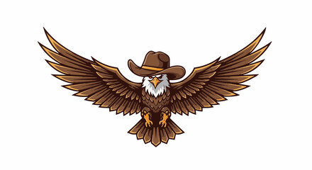 Fototapeta premium An eagle wearing a cowboy hat with wings spread wide
