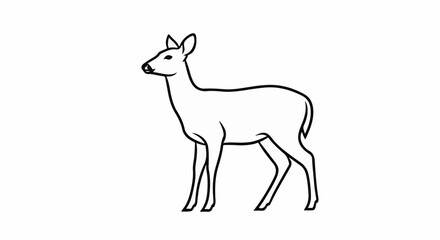 Fototapeta premium Simple line drawing of a deer standing and looking to the left