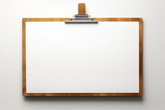 Horizontal clipboard with blank white paper