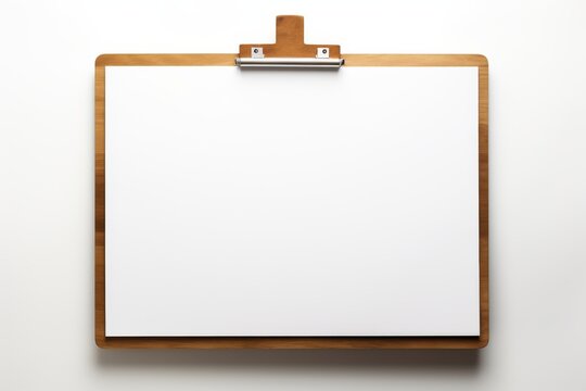 Horizontal clipboard with blank white paper