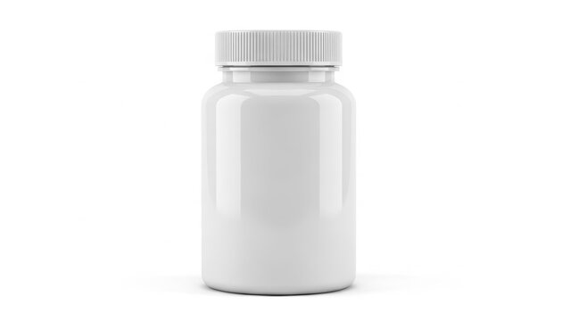 Empty white supplement bottle