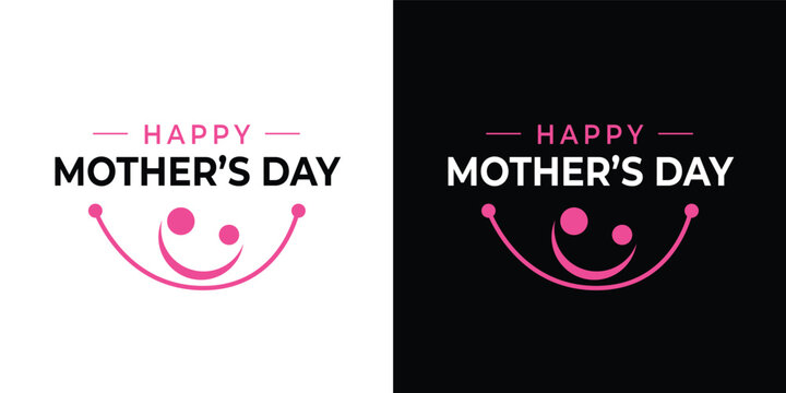 Happy Mothers Day Logo with happy smiley, Offer, Banner, Sale Offer, Discount, Design, Sticker, Concept, Greeting Card, Template, Icon, Poster, Unit, Label, Web, Mnemonic - Vector, Illustration