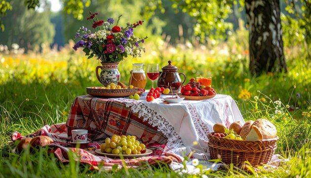 Russische Picknick Szene