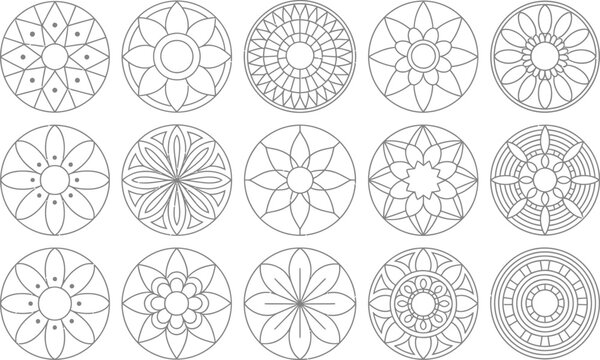 Gray Line Art Circular Decorative Motifs mandala pattern