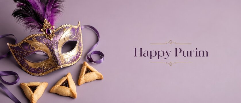 Happy Purim jewish holiday social media banner
