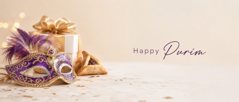 Happy Purim jewish holiday social media banner
