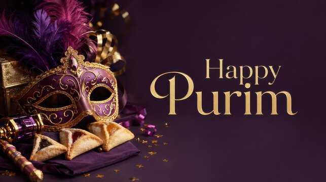 Happy Purim jewish holiday social media banner