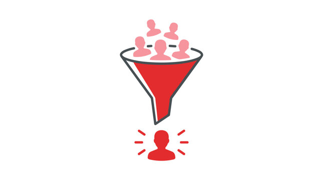 Vector icon of a lead and customer conversion funnel for marketing and sales.