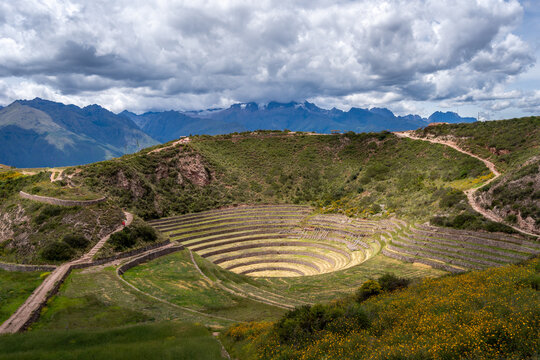 Inca agricultural terraces at Moray in the Sacred Valley, Peru