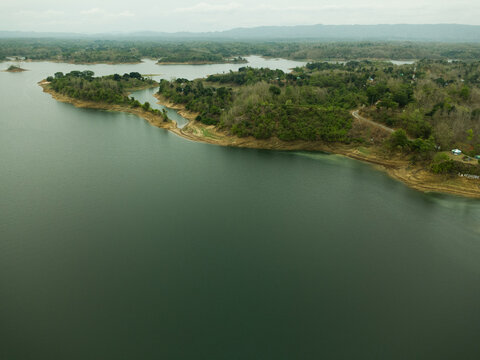 Aerial View of Kaptai Lake Rangamati Bangladesh with Green Hills