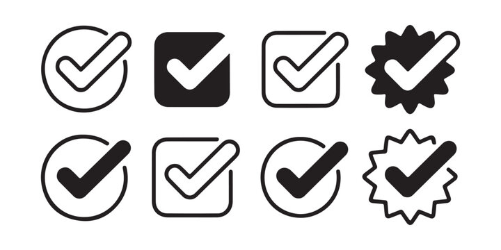 Comprehensive Checkmark and Approval Icon Set with Varied Styles