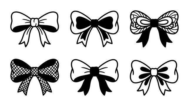 bow line art icon pack on white background