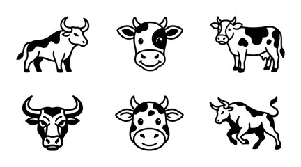 Obraz premium cow icons set on white background