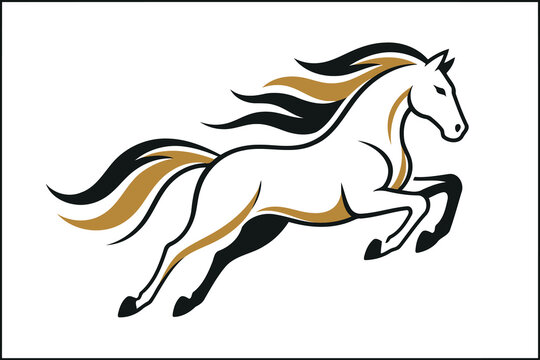 Dynamic galloping horse with flowing mane and tail Vector
