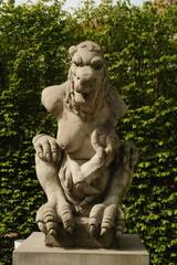 Fototapeta premium Ancient Stone Lion Guardian Sculpture Detail