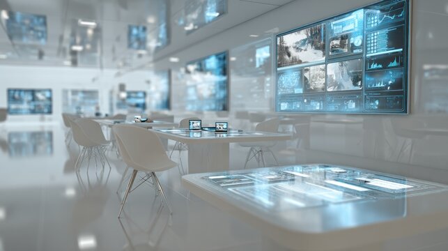 Modern security control room interior