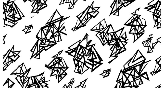 Abstract diagonal triangle line seamless pattern with dynamic geometric stripes in modern monochrome vector style