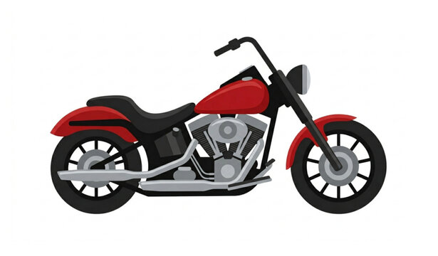 Classic cruiser motorcycle side view flat vector illustration isolated vintage bike design