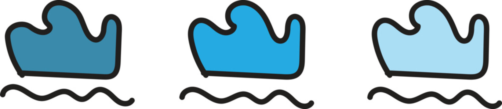 Three blue waves with black outlines a simple illustration