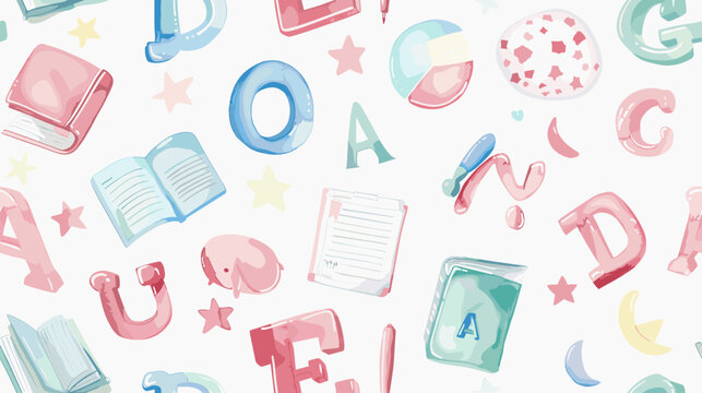 Whimsical and Colorful Letters and Symbols Pattern Ideal for Educational Background Design