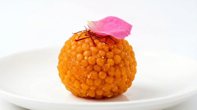 Indian Gujarati traditional home made festival Sweet Bundi Laddu, Also Know in India as Motichoor laddoo, Motichur Laddoo, cury laddoo for offering to god, social occasion party food   