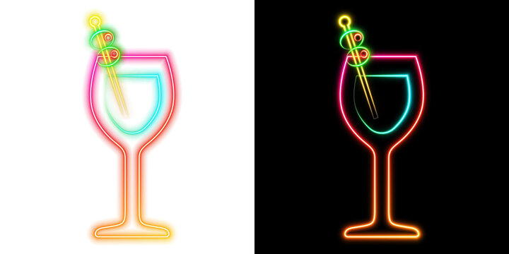 Elegant Wine Glass Neon Icon Glow Style