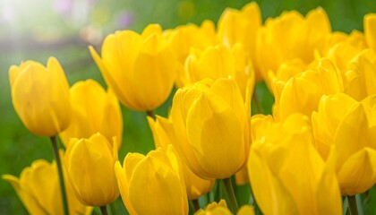 Obraz premium Beautiful spring yelllow tulip flowers background 