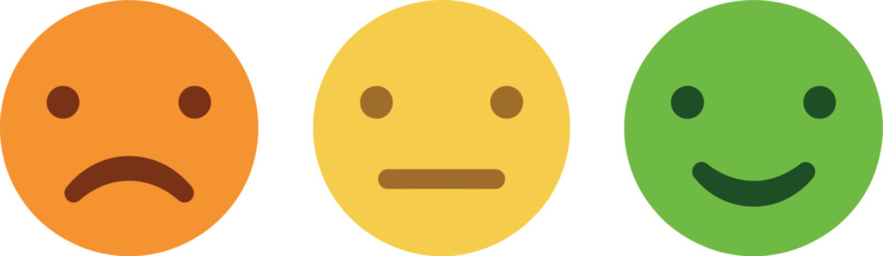 Customer satisfaction feedback faces vector illustration showing rating emotions from happy neutral sad for review and evaluation design