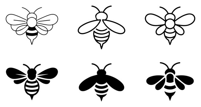 bee icon set for nature honey