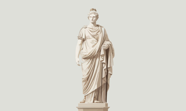 Classical Greek Goddess Statue Minimalist Vector Illustration