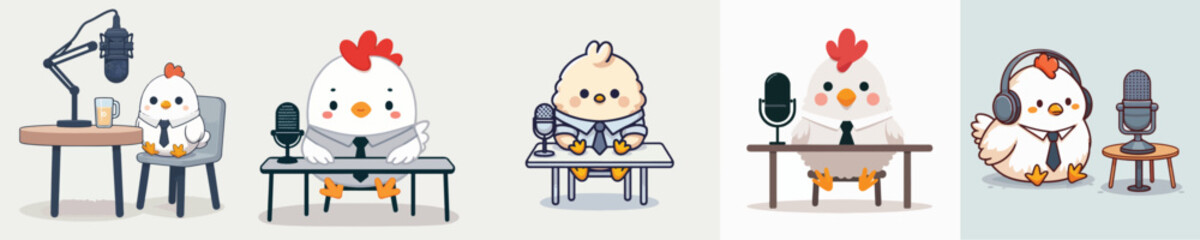cute chicken vector doing podcast © sarah16blakeyxh2