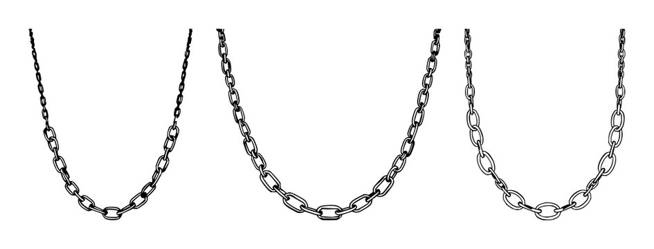 Necklace chain set with black line art on white background featuring jewelry, chain, necklace with simple and minimalist