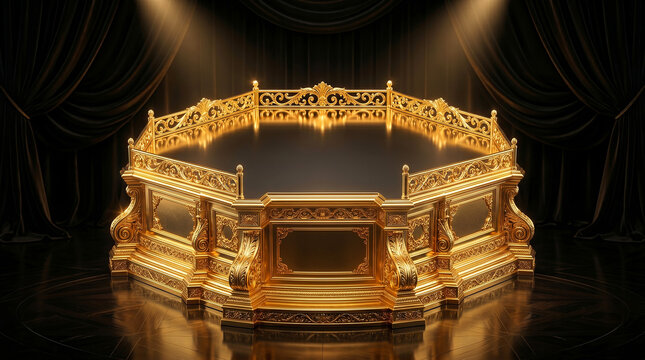 Golden podium luxurious stage design for winners and celebrations