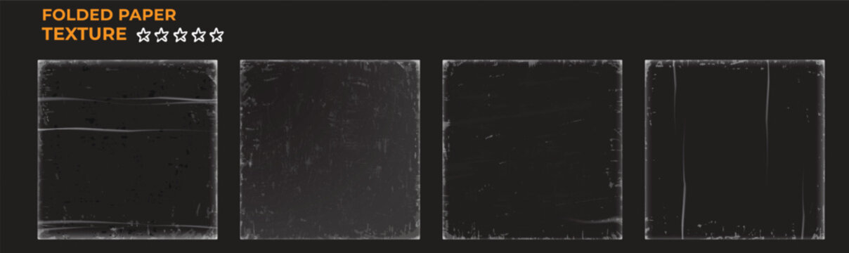 Hand drawn grange Scratchy old paper overlay set with paint brush strokes and creases. vector overlay texture set with dirty creases