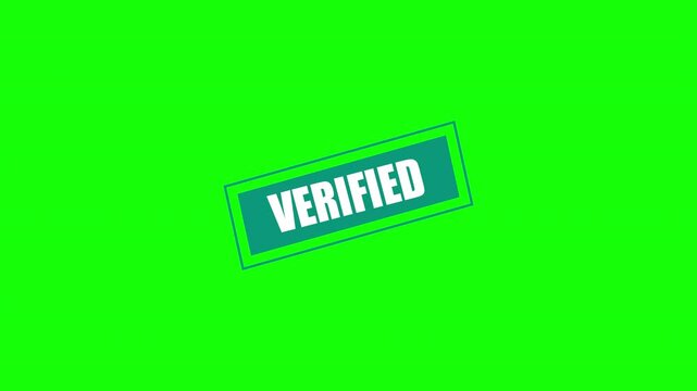 Verified Badge Animation on Green Screen Blue Checkmark Identity Stamp Loop with Chroma Key for Account Verification