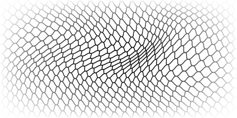 Fishing or soccer net. Repeated hexagon pattern. Black wired mesh texture isolated on white background. © Haikal