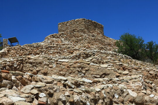Tuzigoot National Monument operated by US National Park Service. The Ancient Indian ruins are located in central Arizona. The site was built by Sinagua people between 1000 and 1400 AD.