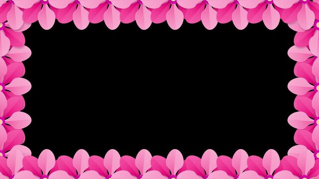 Tropical summer plants Leaves, flowers border frame animation with a copy space area looped animation with Alpha channel