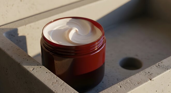 Cosmetic Cream Product Jar Closeup Studio Shot for Skincare