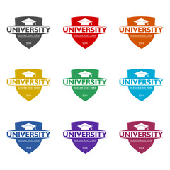 Fototapeta premium University college school icon isolated on white background. Set icons colorful