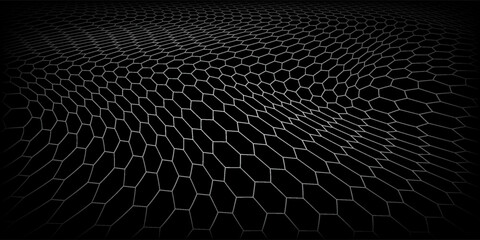 Fishing or soccer net. Repeated hexagon pattern. Black wired mesh texture isolated on white background. © Haikal